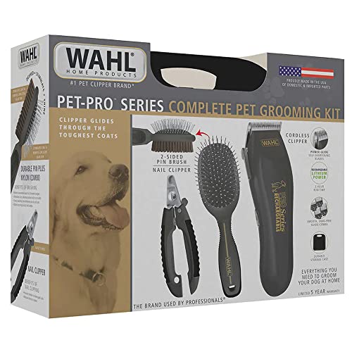 Wahl Pet-Pro Series Rechargeable Clipper Cordless Lithium-Ion Pet Hair Clipper & Grooming Dog & Cat Pets - Gift Travel Carrying Case Set #TOP5