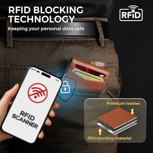Image of Zitahli Genuine Leather Wallet for Men 12 Card Slim Mens Wallets Bifold RFID Blocking with Money Clip & ID Window Thin Minimalist Card Holder Wallet with Gift Box