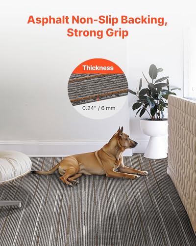 Image of VEVOR Carpet Tiles Reusable 24x24 inch, 24 PCS Modular Carpet Square Rug, Commercial Floor Soft Padded for Seamless Cover 96sq.ft, Easy DIY for Living Room Bedroom Office Indoor,Dark Brown