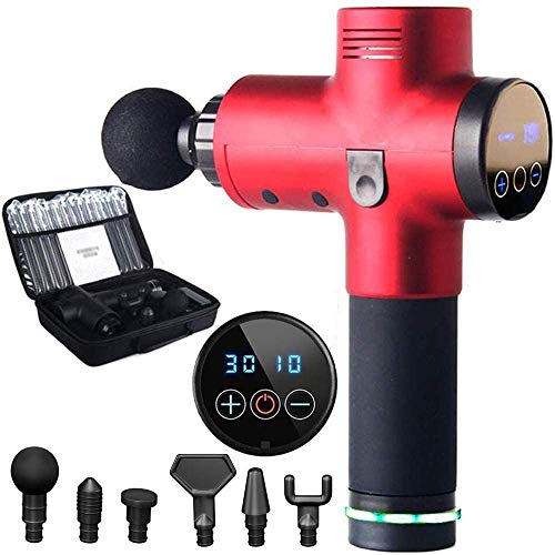 Fascia Gun For Pain Relief, Deep Tissue Handheld Percussion Massager With 6 Massage Heads And 30 Adjustable Speeds,Red #TOP3
