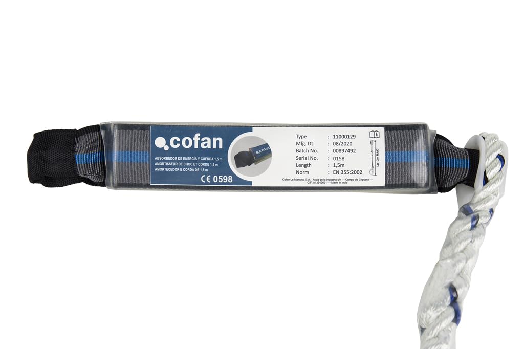 Cofan Absorbedor de Energía | Con Cuerda de Seguridad de 1,5 m | Color Blanco