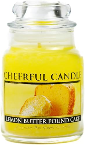 A Cheerful Giver - Vela en tarro de vidrio perfumada a pastel de mantequilla de limón (6 onzas) con tapa y fragancia fiel a la vida, fabricada en