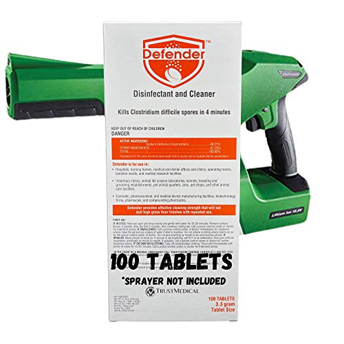 Defender | Disinfectant and Cleaner | Kills COVID-19 & Other Viruses | Works with Victory & Protexus Sprayers | 100 Tablets | 3.3 Grams per Tablet