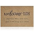 JJUUYOU Welcome Mats for Front Door Outdoor Entry Welcome Ish Depends Who You are Doormat Non Slip Rubber Mat for Home Indoor Farmhouse Funny Kitchen Mats Patio Full Brown