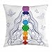 Copri Cuscini Ragazza in Lotus Pietre Colorate Yoga Meditazione Relax Tema Oriental Federe Quadrate Federa pour Divano, Soggiorno, 45X45Cm