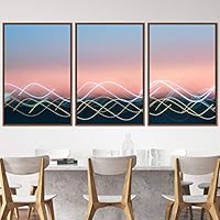 3 Piece Framed Canvas Wall Art Abstract Geometric Lights Mixed Media Canvas Prints Home Artwork Decoration for Living Room,Bedroom - 16