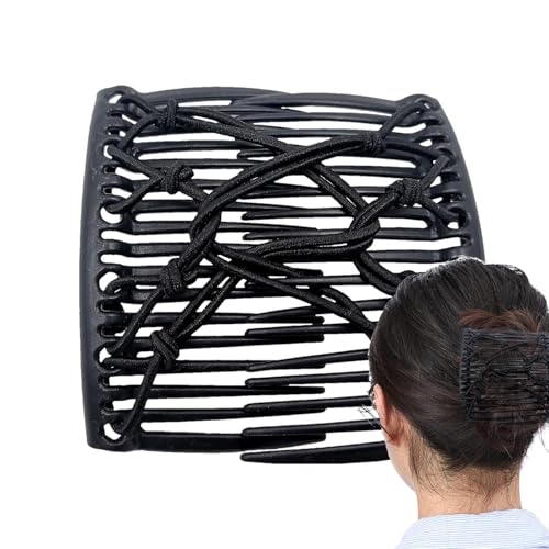 Double Comb Hair Clip - Elastic Stretch Holder, Decorative Bun Maker, Durable Grip Accessory | Women Styling Tool For Ponytail H
