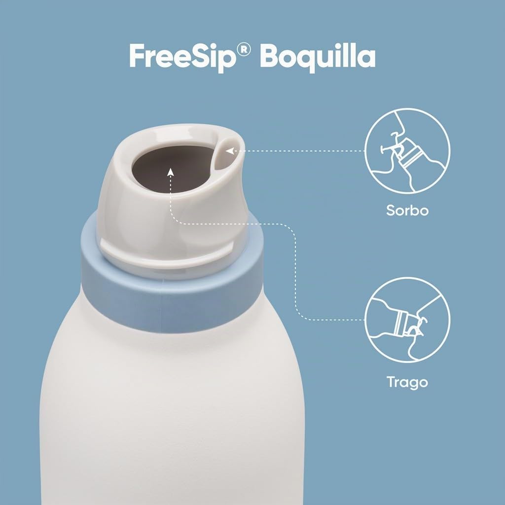 Owala FreeSip Twist botella agua acero inoxidable con pajita, 710 ml - Botella térmica a prueba de fugas para el deporte y los viajes, sin BPA, Iced Breeze
