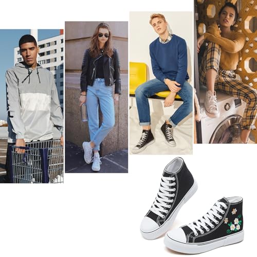 Image of hash bubbie High Top Canvas Sneakers Fashion Walking Shoes | high tops non slip on walking breathable casual comfortable lace up tennis shoes