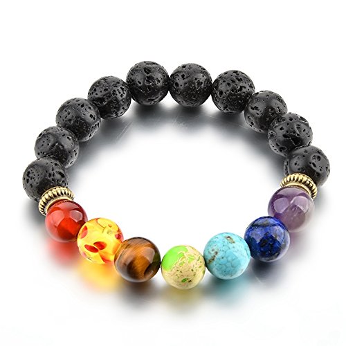 Mystiqs Kids Chakra Beaded Stone Bracelet Essential Oil Diffuser for Aromatherapy Ideal for Anti-Stress or Anti-Anxiety Ages 3-6