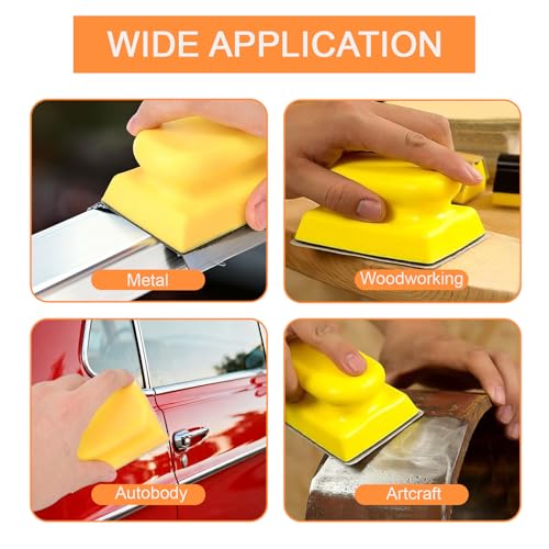 Crumye 9 Pcs Handschleifblock, Set mit konturiertem Profil, Manueller Schleifklotz Schleifpad Sortiment für Holzpolieren, DIY Holzarbeit und Möbelrestaurierung