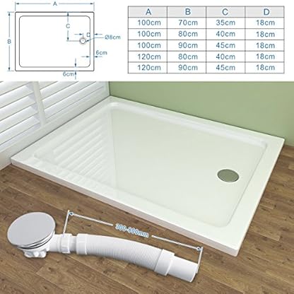 MIQU 120 x 90 x 4 cm Duschwanne Acryl Duschtasse Dusche Acrylwanne 40mm flach Rechteck – Bild 3
