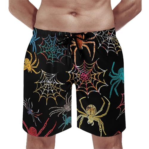 Colorful Spider Men's Swim Trunks Breathable Bathing Suit Swimming Board Shorts Hawaiian Beach Swimwear4