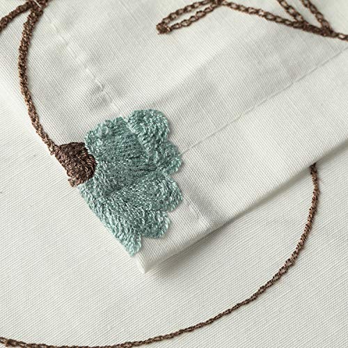 Vogol Tier Curtains 36 Inch Length, Blue Floral Embroidered Half Window Kitchen Cafe Curtains Pocket Window Treatment For Living Room Bedroom, 30X36, Two Panels #TOP2