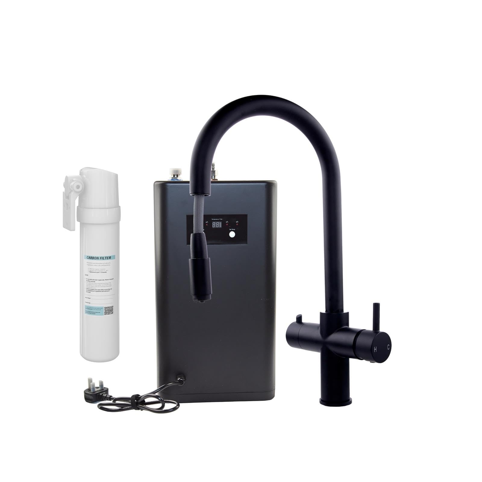 B&Q -  Cpl311Mb Matt Black 3-In-1 Instant Hot Water Pull Out Kitchen Tap