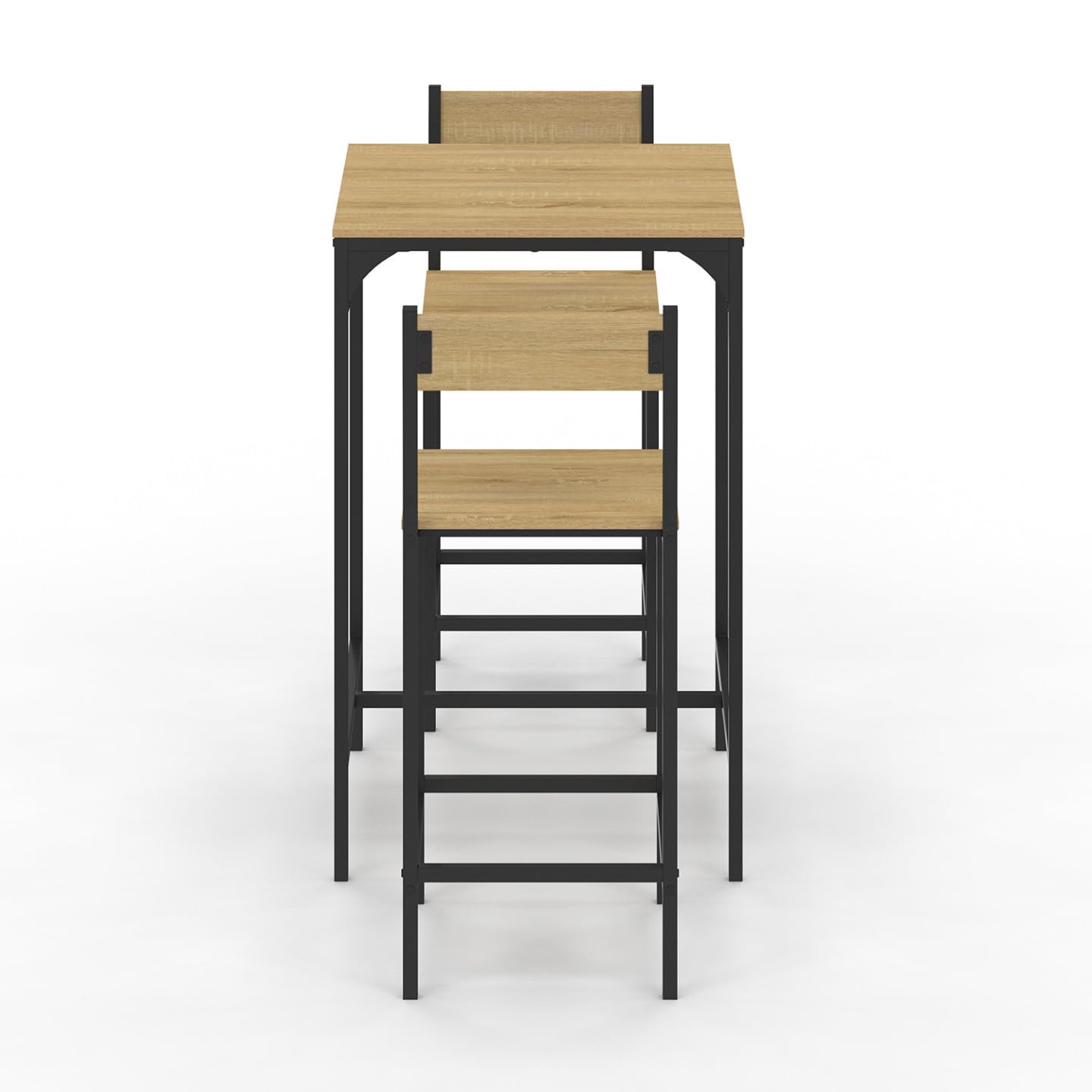 IDMarket - Ensemble Table de Bar carrée Detroit 60 cm et 2 chaises de Bar Design Industriel