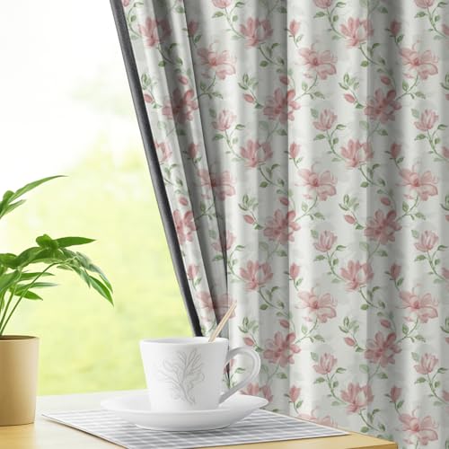 Image of LINENWALAS Printed Blackout Curtains for 5 Feet Window | Set of 2 | Floral Printed Drapes | Thermal Insulated, Room Darkening Panels with Grommet Hanging for Living Room (Roselle)