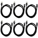 RNDs USB-C to USB-A (3.0) Long Fast Charger 6ft Cable (6-Pack) with 56k Ohm Pull-up Resistor for: Pixel, HTC, LG, Samsung Galaxy (S9, S9 Plus, S8, S8 Plus, Note (8, 9)) and all Type C devices (black)