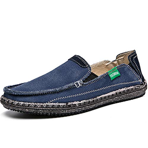 Image of CASMAG Men's Casual Cloth Shoes Canvas Slip on Loafers Vintage Boat Shoes | Breathable material, lightweight, Easy slip on & off, Comfortable, Non-Slip, Fashionable
