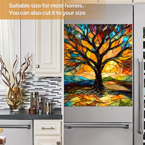 Image of Colorful Tree Dishwasher Magnet Cover for Washers Fridge Cover Panel Decal Home Kitchen Decor,Washing Machine Cabinet Reusable Dishwasher Covers,26 x 23 inch