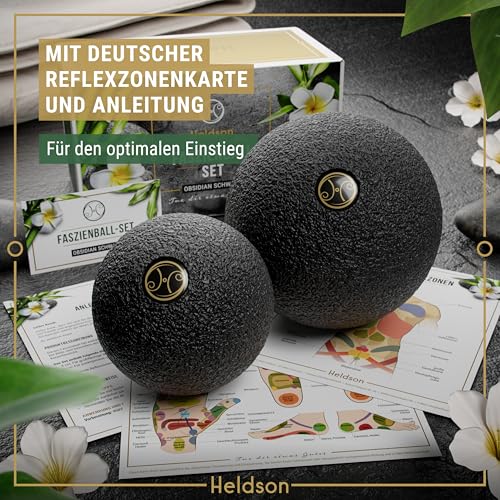 HELDSON® Premium Faszienball klein 2er Set [6cm & 8cm] - Faszien Ball hart - Faszienball für Füße - Massage Ball um Verspannungen in Nacken, Schulter zu lösen - Faszienkugel - Massageball Rücken