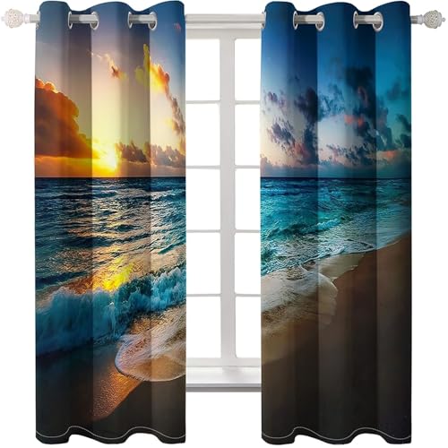 Cortinas de casa de campo multicolor: diseño alegre de playa y sol 6