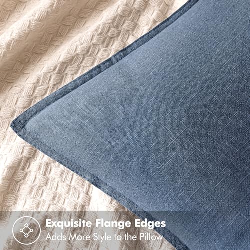 Image of MIULEE Decorative Linen Euro Sham Pillow Covers 24x24 Inch Blue Ashes Boho Farmhouse Neutral Couch Throw Pillows for Bed Pack of 2 Accent Modern Pillowcase Sofa Livingroom Home Decor