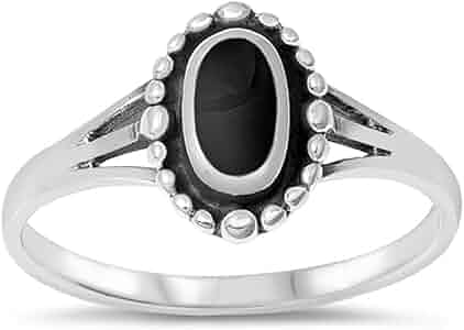 Amazon.com: Simulated Black Onyx Unique Polished Cutout Ring