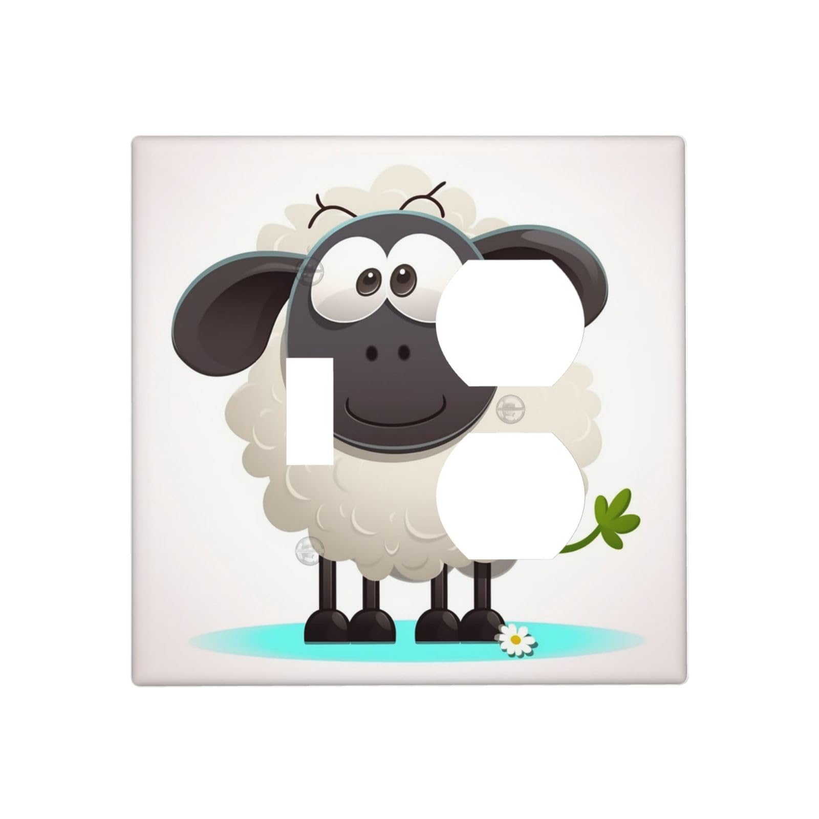 Decorator Wall Plate 2 Gang Light Switch Covers Sheep Wallplate Double Toggle Switch Plate Mid-size Electrical Outlet Covers Decorative Wall Switch Plate Cover