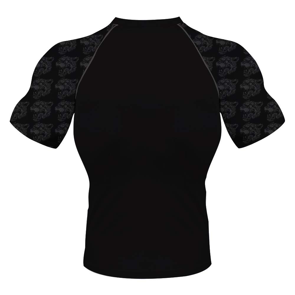 CHOO Performance Surfing Shirt Men's Vented Short Sleeve Sun Protection Quick Dry Rash Guard,Cute Cat,X-Large