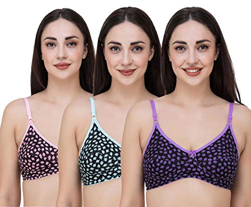 Image of Fasense Women's Cotton Leaf Print Medium Coverage Wire Free Non Padded Bra