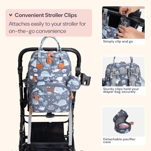 image for BabbleRoo Diaper Bag Backpack - Baby Essentials Travel Tote - Multi Fu