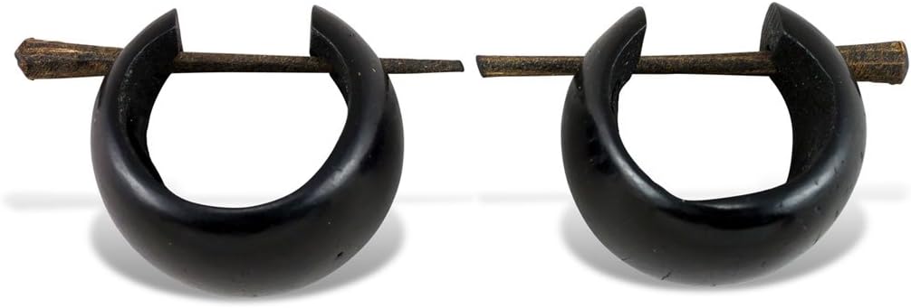 Coconut Earrings Small - Pati Coconut Hoops Black