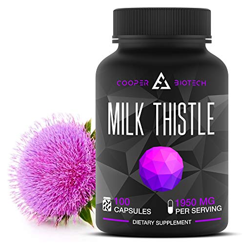 Organic Milk Thistle Extract Capsules- 100 Capsules 1950MG - Promotes Liver Health - Liver Cleanse and Detox - Helps Boost Immune System and Supports Weight Loss