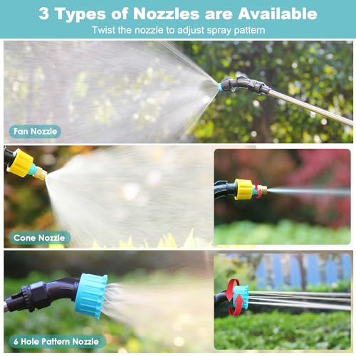 Battery Powered Sprayer 1.35 Gallon, 2025 New Electric Garden Sprayer with 3 Adjustable Speeds, Battery Indicator, 3 Mist Nozzles, Rechargeable Handle with 23.6\" Retractable Wand & Shoulder Strap