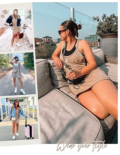 Image of Lentta Womens Athletic Sleeveless Mini Dress with Built-in Shorts V Neck Spaghetti Strap Sundress