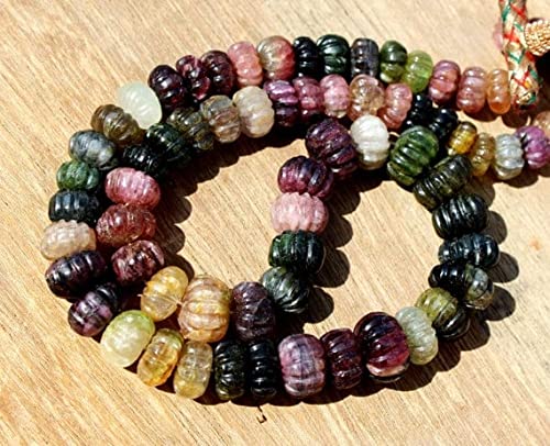LKBEADS Sznurek 12,7 cm 8-16 mm naturalne wielorowierzchniowe rzeźbione koraliki melonowe