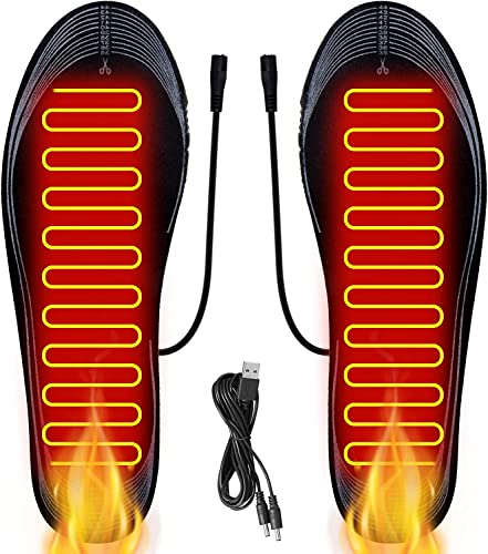 Beheizbare Einlegesohlen Fußwärmer Wärmesohle Sohlenwärmer Schuhheizung Beheizbare Sohlen Heizsohlen mit USB Heizung, Größe 35-45 Zuschneidbar Cover