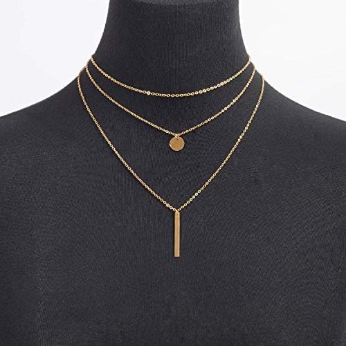 Dames zilveren 925 ketting, ketting gelaagde damesketting met ronde hanger, meerlaagse ketting, zilveren mode-sieraden voor dames en meisjes