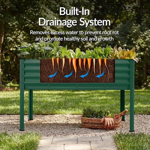 Image of Best Choice Products 48x24x30in Galvanized Raised Garden Bed, Metal Elevated Planter Box, Vegetable Garden for Backyard, Patio, Balcony, 100% Non Toxic Materials - Dark Green