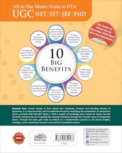 Image of NTA UGC NET Paper 1 | 2026-27 | 21 Years PYQs (2004 to 2025) | 4000+ Practice Questions | Smart Tips & Tricks | Strategy | Teaching and Research Aptitude | 7th edition | Harpreet Kaur | Oakbridge
