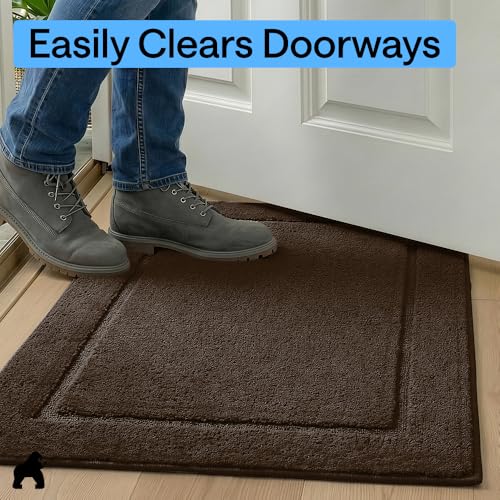 Image of GORILLA GRIP Indoor Door Mat, Rubber Backing Entry Rug 35x22, Brown