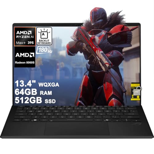 Image of ASUS ROG Flow Z13 Gaming 2-in-1 Laptop 13.4 inch 2.5K 2560x1600 180Hz Touch 100% DCI-P3 AMD 16-core Ryzen AI MAX+ 395 (Up to 40 Tops) 64GB RAM 512GB SSD AMD Radeon 8060S RGB Backlit Wi-Fi7 Win11 ICP Hub