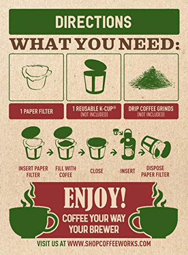 Disposable Natural Brown Unbleached Paper Coffee Filters - Replacement Filters For Single Serve Keurig 1.0 And 2.0 Brewers - Compatible With All Reusable K-Cups - Use Your Own Coffee (100 Filters) #TOP6