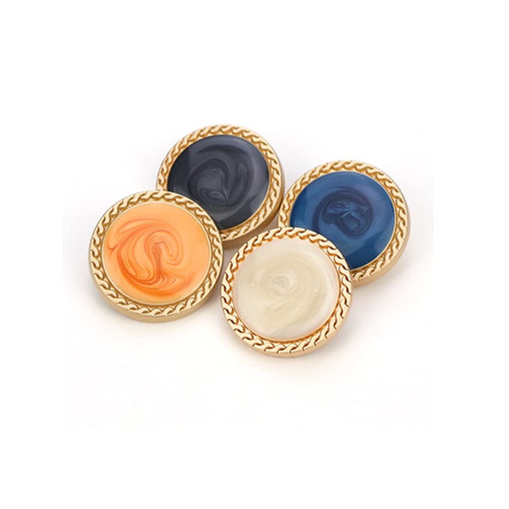 Lot De 6 Boutons Vintage Métal Doré Cœur Orange - 2,3 Cm, Référence 3026