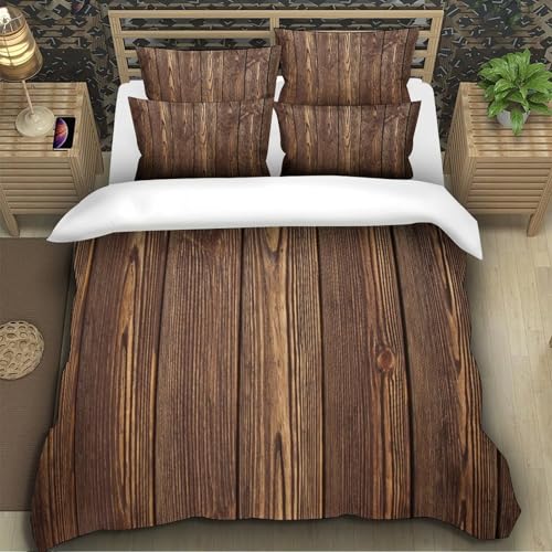 Housse de couette 135x200 imprimé 3D bois lit simple ado