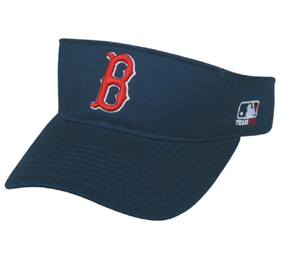OC Sports Boston Red Sox MLB Sun Visor Golf Hat Cap Navy Blue w/Red B Logo Adult Men's Adjustable