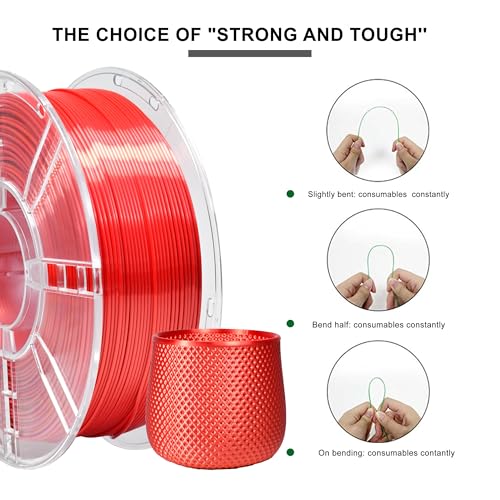 Image of iBOSS Silk PLA Plus Filament 1.75mm Red 1KG, PLA+ 3D Printer Filament Dimensional Accuracy + /- 0.02mm, 1kg Spool(2.2lbs) 3D Printing Filament Fits for Most FDM 3D Printers