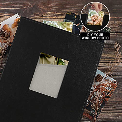 Image of Ywlake Photo Album 4x6 400 Pockets, Leather Photo Albums Holds 400 Vertical Pictures Only Black