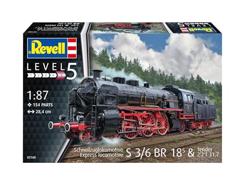 Revell Modellbau I Schnellzuglokomotive S3/6 BR18 mit Tender I Bausatz I Maßstab 1:87 I 154 Teile I Bastelset ab 13 Jahren - Detailgetreues Modell I Historisches Fahrzeug I Authentische Nachbildung